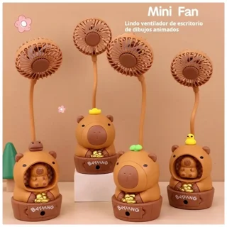 پنکه رومیزی و چراغ خواب شارژی کاپی بارا (capybara) دارای تراش مخزن دار