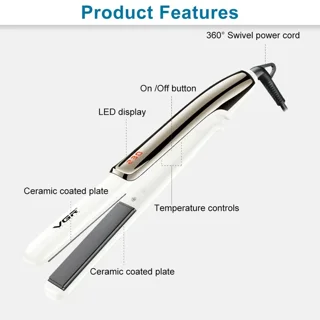 اتو مو حرفه‌ای وی جی آر مدل VGR V-550 با صفحات سرامیکی، نمایشگر LED و تنظیم دمای دیجیتال