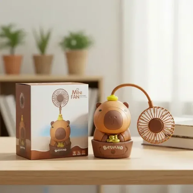 پنکه رومیزی و چراغ خواب شارژی کاپی بارا (capybara) دارای تراش مخزن دار