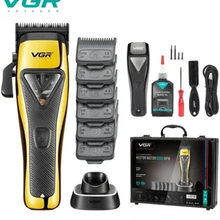 اقلام درون جعبه ماشین اصلاح سر و صورت حرفه‌ای وی جی آر مدل V-015