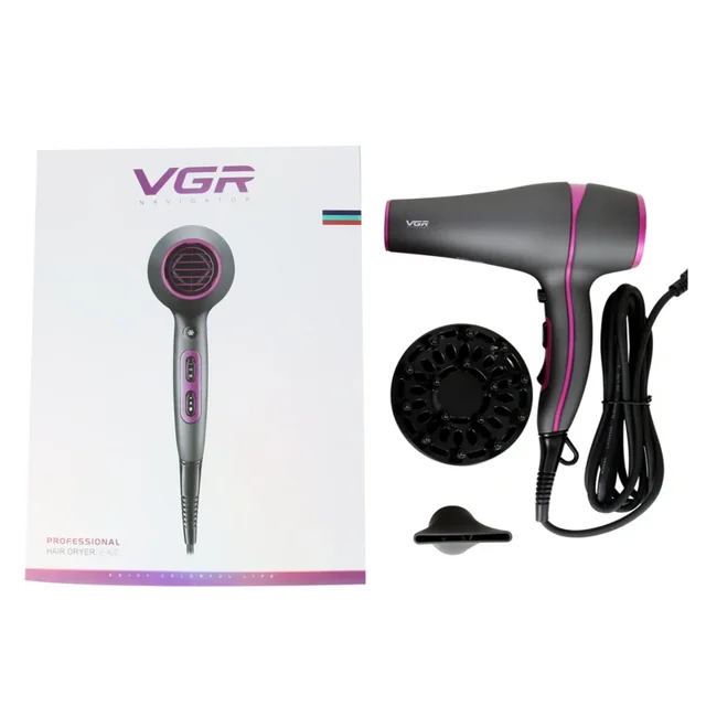 اقلام درون جعبه سشوار حرفه‌ای وی جی آر مدل V-402