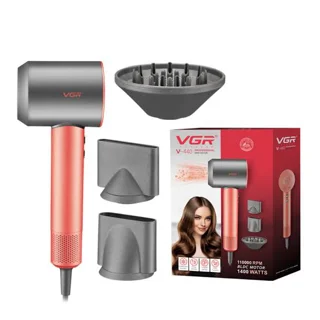 تصویر اقلام درون جعبه سشوار حرفه‌ای وی جی آر مدل V-440