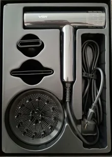 اقلام درون جعبه سشوار حرفه‌ای پرسرعت وی جی آر مدل V-427