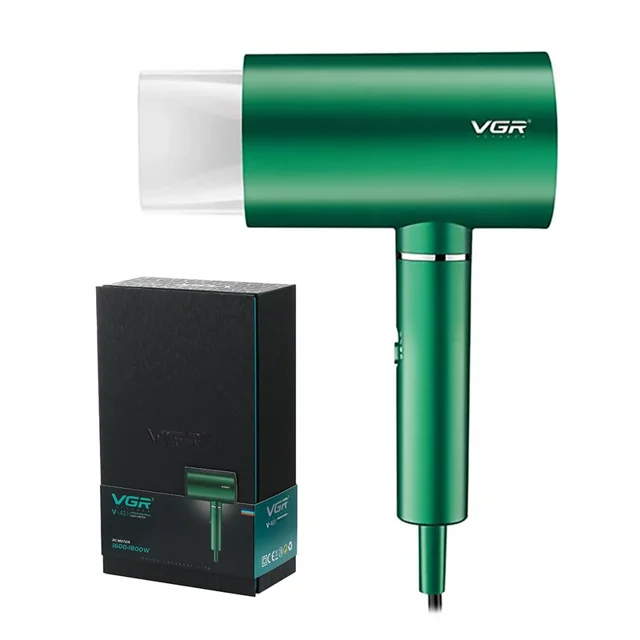 اقلام درون جعبه سشوار حرفه‌ای وی جی آر مدل VGR V-431 با موتور DC، توان 1800 وات و فناوری تولید یون