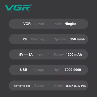 مشخصات ماشین اصلاح صفرزن وی جی آر مدل VGR V-308 با تیغه فویلی دوگانه و بدنه فلزی
