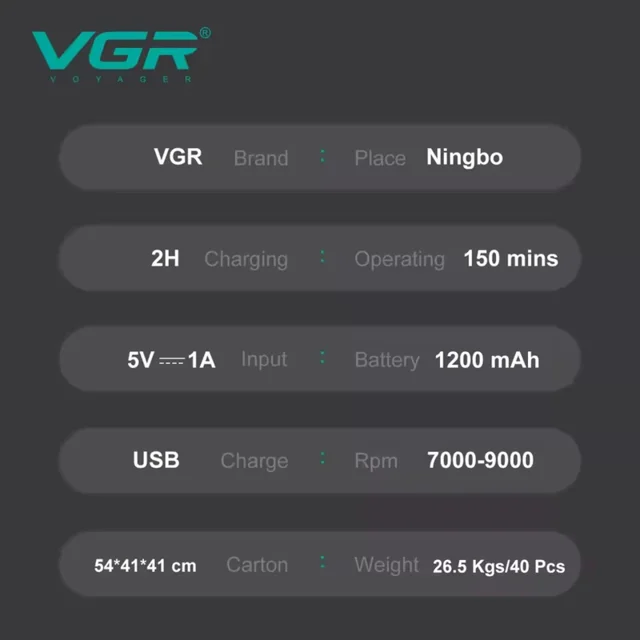 مشخصات ماشین اصلاح صفرزن وی جی آر مدل VGR V-308 با تیغه فویلی دوگانه و بدنه فلزی