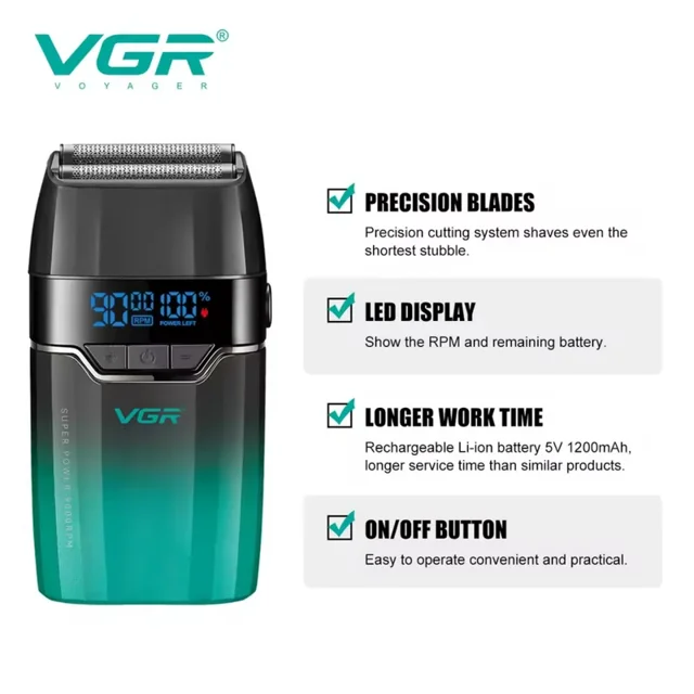 VGR V-308 Professional Dual Foil Shaver with Metal Body