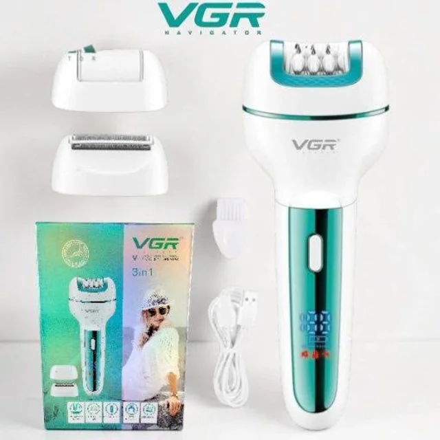 تصویر اقلام همراه اپیلاتور و موبر بانوان وی جی آر مدل VGR V-732 سه‌کاره ضدآب