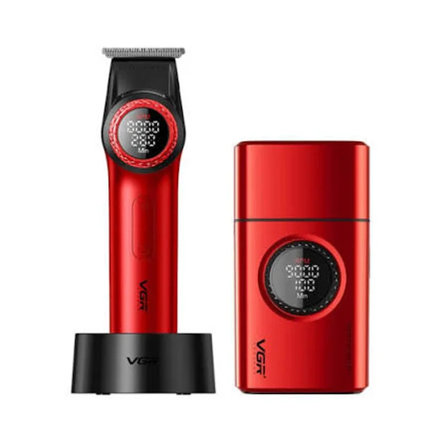 ست حرفه‌ای آرایشگری وی جی آر مدل VGR V-001 + V-977 + V-377 سه‌کاره با ماشین اصلاح، خط زن و شیور