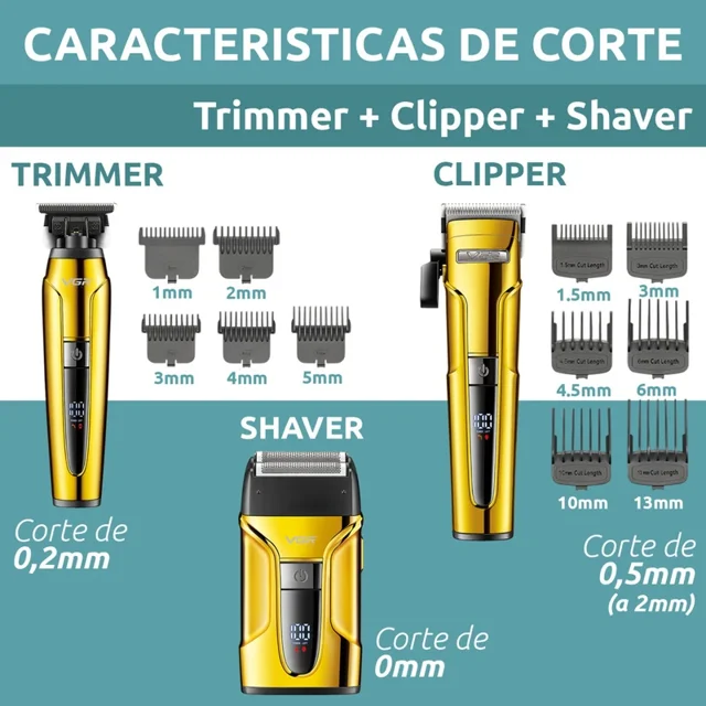 VGR V-694 Professional 3-in-1 Hair Clipper, Trimmer & Foil Shaver Set