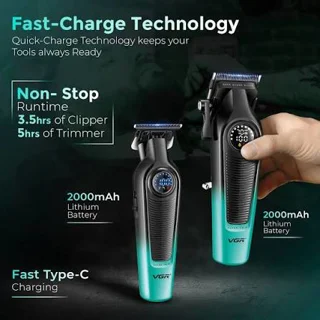 VGR V-196 & V-996 Professional Hair Clipper and Trimmer Combo Set