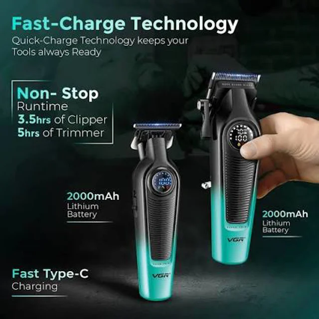VGR V-196 & V-996 Professional Hair Clipper and Trimmer Combo Set