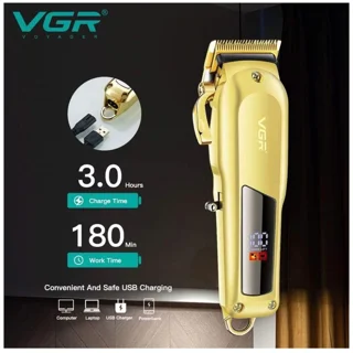 ماشین اصلاح سر و صورت VGR مدل V-278 حرفه‌ای شارژی با نمایشگر دیجیتال