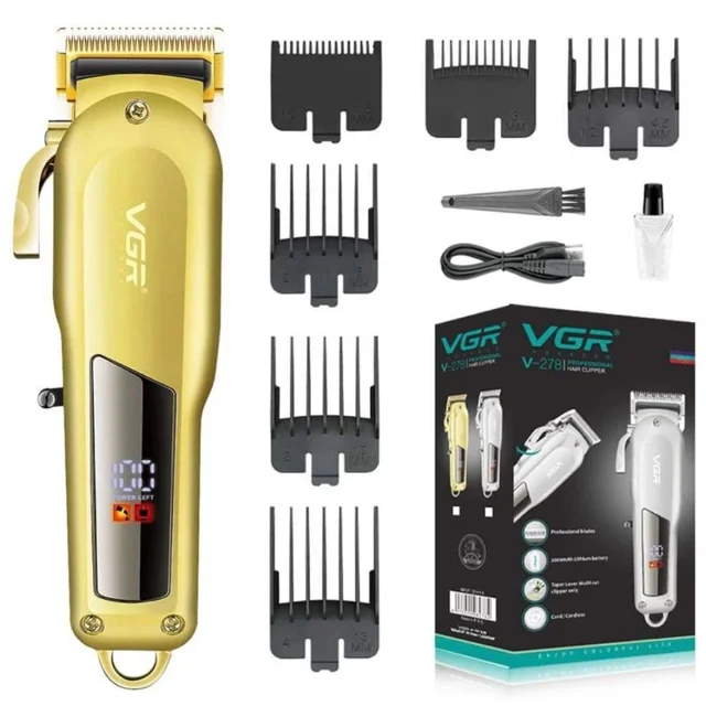 ماشین اصلاح سر و صورت VGR مدل V-278 حرفه‌ای شارژی با نمایشگر دیجیتال