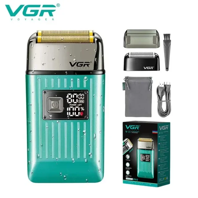 شیور فویلی حرفه‌ای VGR مدل V-357 با تیغه تیتانیومی و تریمر پاپ‌آپ