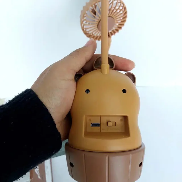 پنکه رومیزی و چراغ خواب شارژی کاپی بارا (capybara) دارای تراش مخزن دار